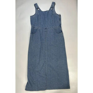 Vintage Faded Glory Denim Dress Womens Medium Y2K Midi Overall Medium Wash